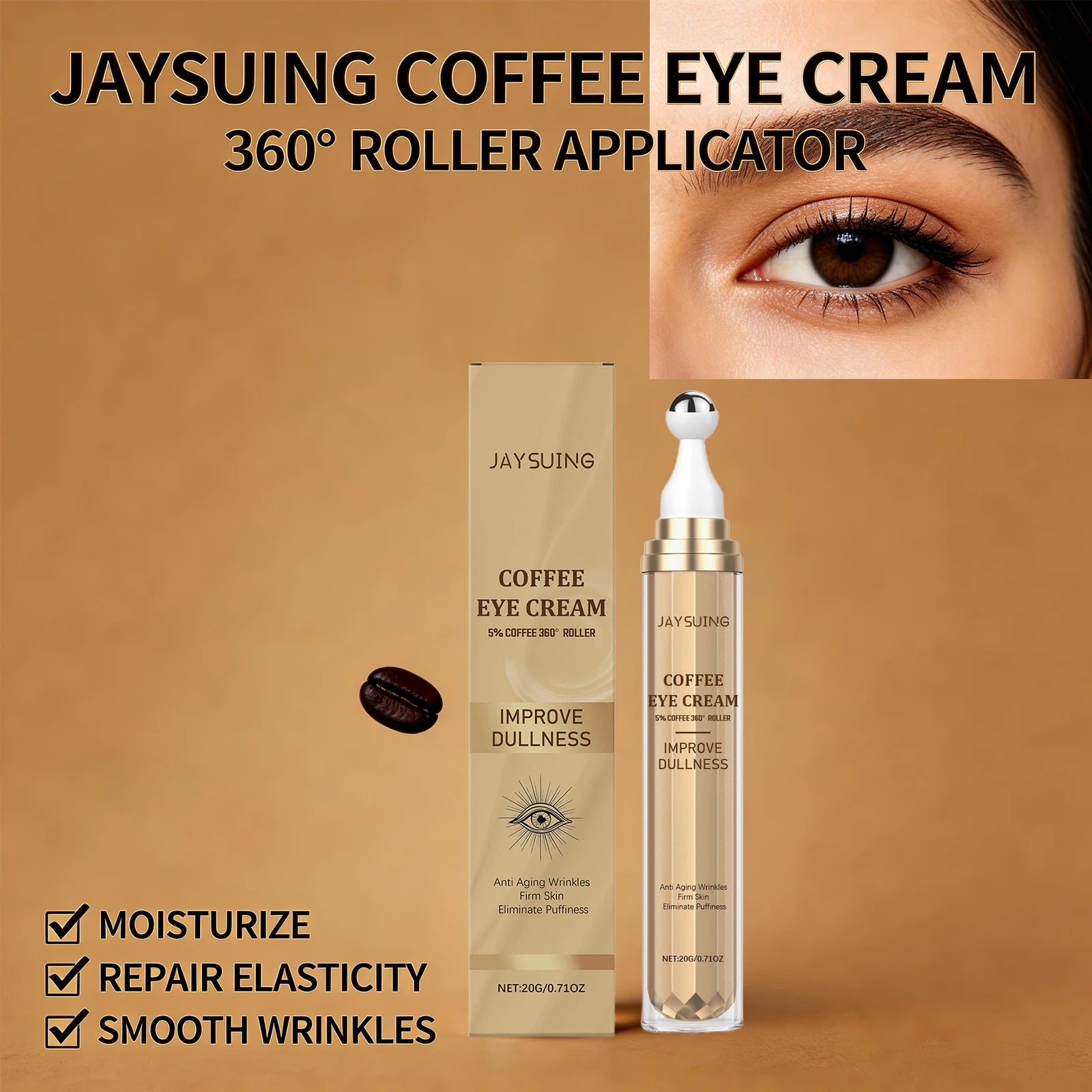 Caffee Firming Eye Cream Eye Roller Fade Dark Circles Remove Eye Bags Tightening Lifting Improves Fine Lines Eye Care Serum Oasis Select