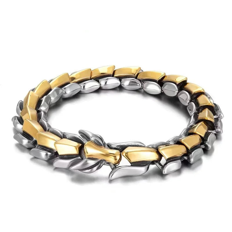 Retro Dragon Head Men's Bracelet | Punk Dragon Scale Alloy