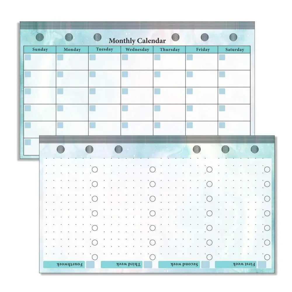 Weekly Monthly Planner Inside Paper Stationery Paper Refill Inner Pages Spiral Binder Paper A6 Loose Leaf Paper Budget Pages Oasis Select 14 sheets-D(Monthly)