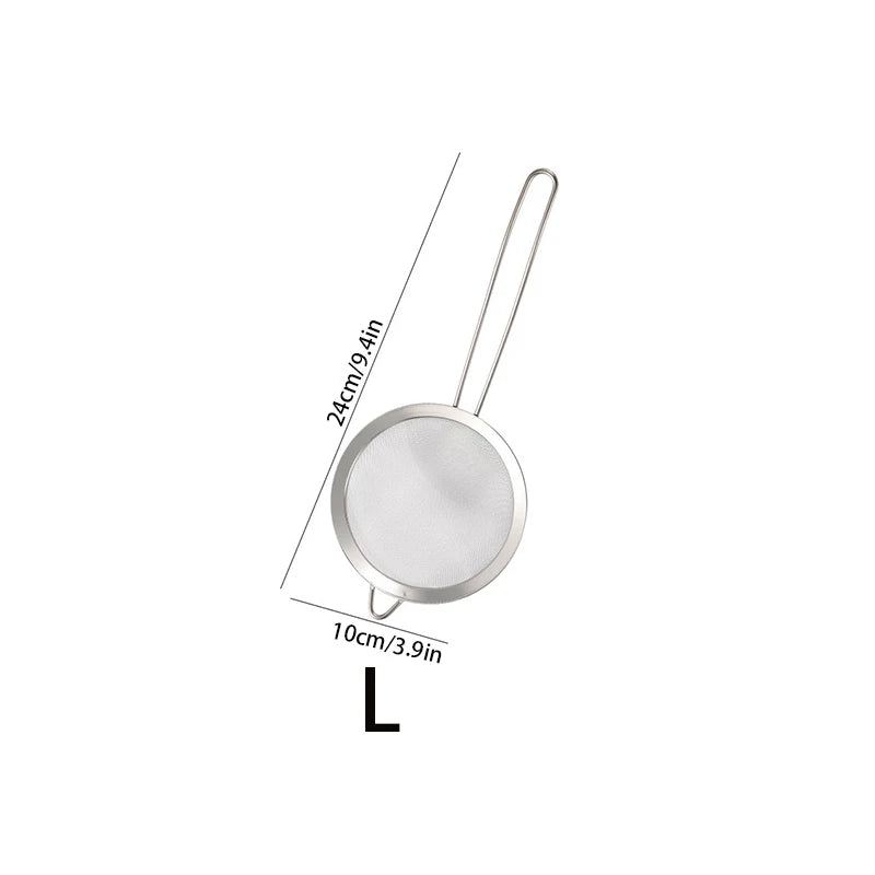 3pcs Stainless Steel Fine Mesh Strainer With Sturdy Handle And Hook, Colander Sifter For Juice Soy Milk, Kitchen Tools Oasis Select L