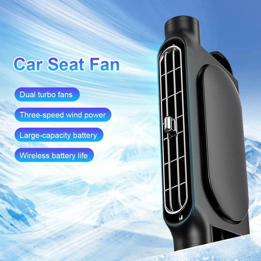 Rechargeable Car Seat Headrest Fan – 3-Speed Backseat Cooling Car Backseat Fan Oasis Select