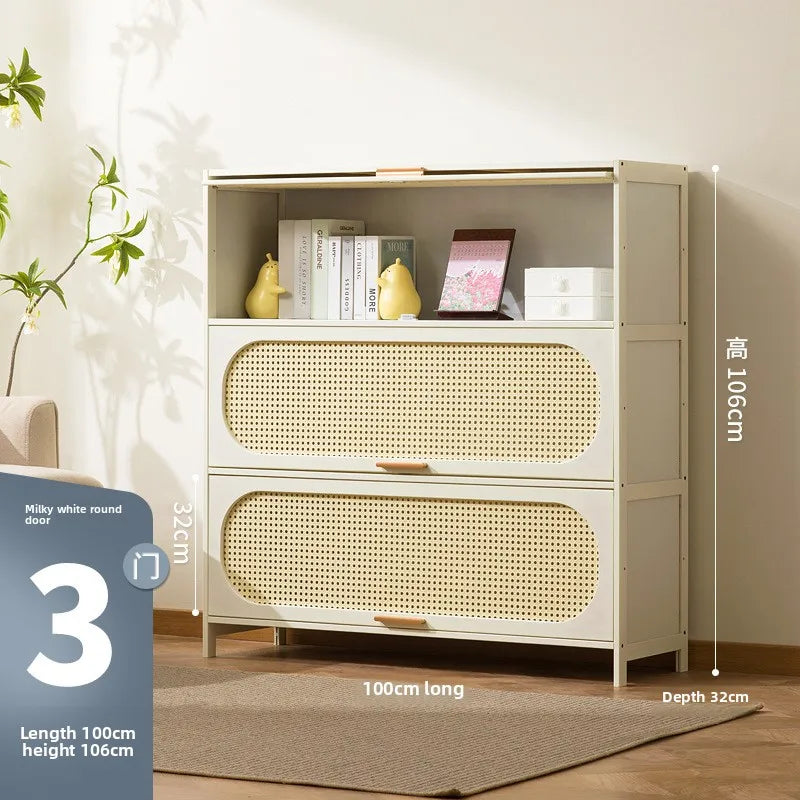 Cream wind all solid wood bookcase simple children's locker open storage cabinet living room study combination locker Oasis Select 100 long three doors