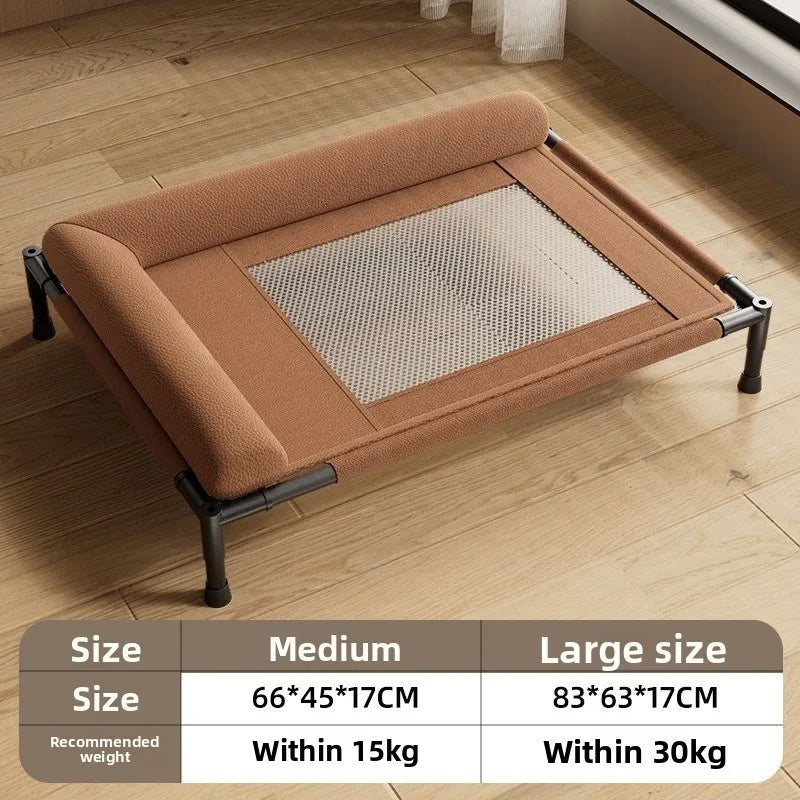 Easy Assembly Sturdy Frame Raised Mesh Medium Large Cat Dog Off-the-ground Pet Bed Removable Washable Moisture-proof Sofa Oasis Select Brown 83x63x17cm