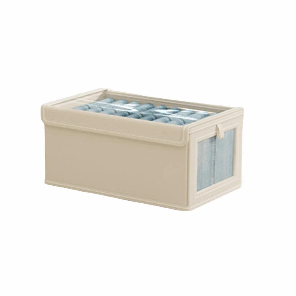 Foldable Clothes Storage Box with Zipper Lid & Clear Window
