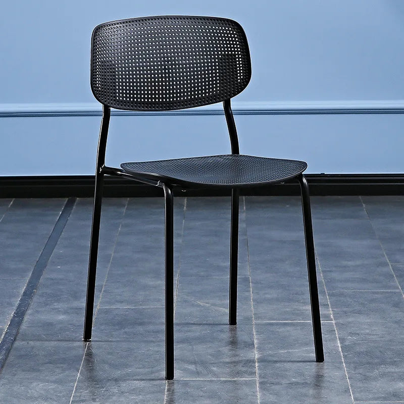 Plastic dining chair household leisure chair cafe table and chair creative backrest stool simple milk tea shop negotiation chair Oasis Select Black 2 pieces