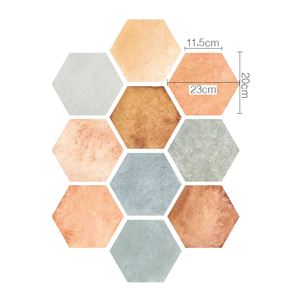 Stereoscopic simulation hexagonal self-adhesive ceramic tile decorative anti-skid coating twill film floor tile wall decor Oasis Select DB053 10pcs
