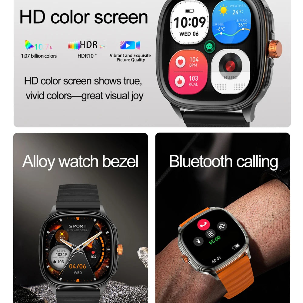 1.73-inch Square AMOLED Screen Smartwatch Man Woman Sports Fitness Tracker Call Smart Watch IP68 Waterproof Voice Assistant NFC Oasis Select