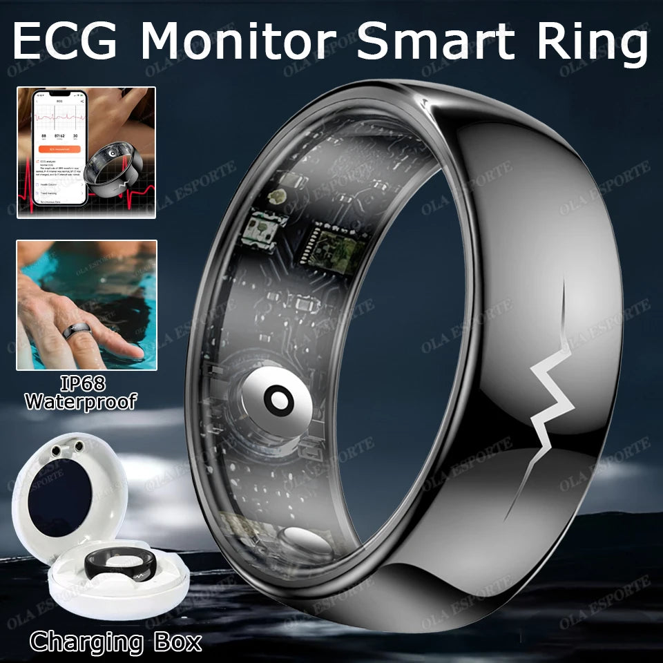 AI ECG Smart Ring – Heart Rate, Blood Pressure & Sport Tracker