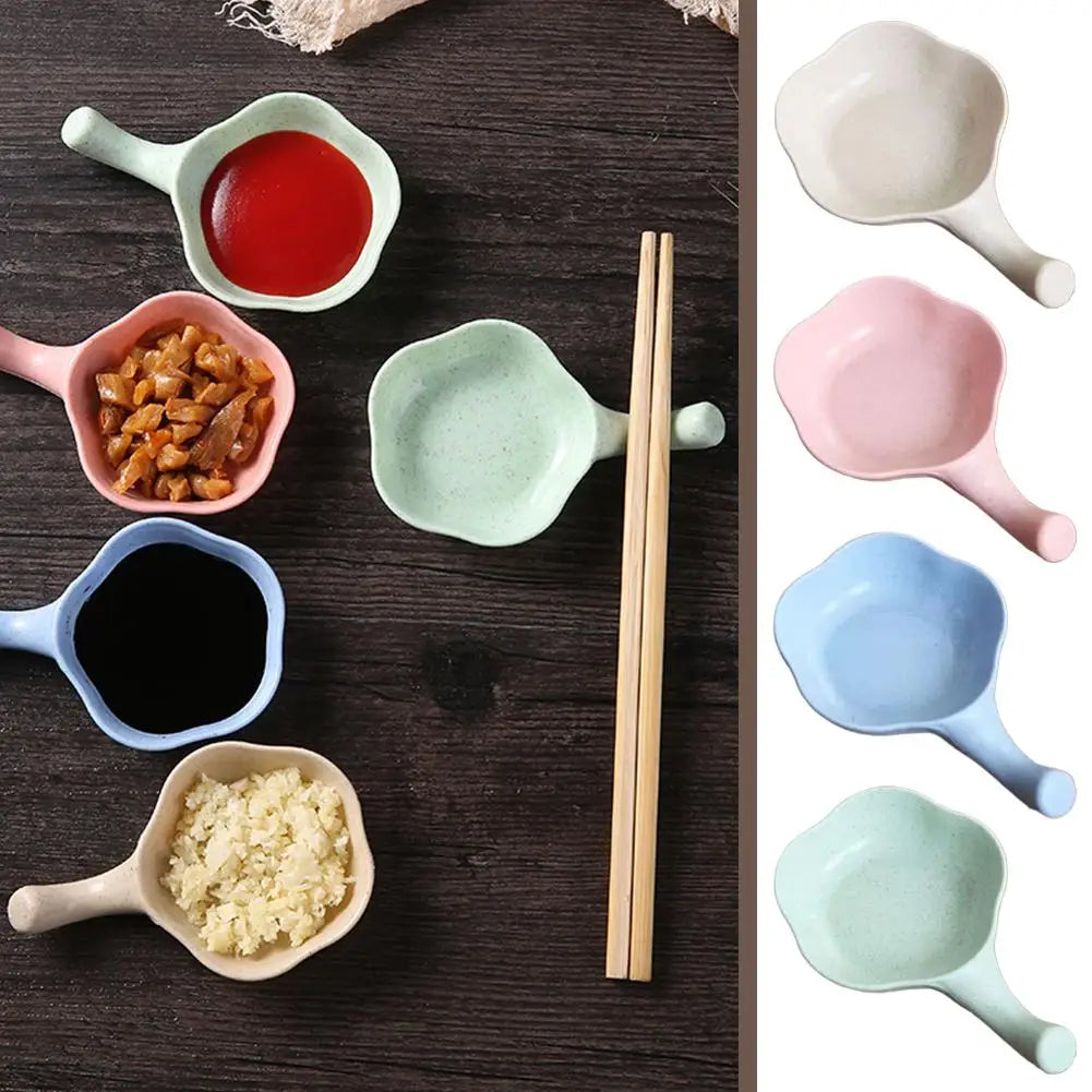 Wheat Straw Seasoning Dish with Handle | 4 Colors Sauce Dish Oasis Select