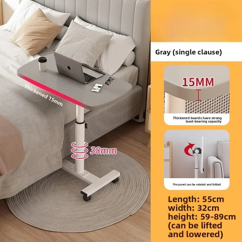 Multi-functional Household Goods Bedside Table Sofa Side Desk Bedroom Removable Lift Lazy Computer Desk Office Small Table Oasis Select Y-D-P Silver Grey