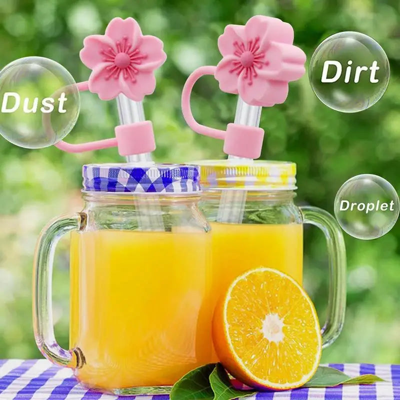 Flower Straw Stopper Cute Cartoon Flower Shape Drinking Straw Tips Lids Straw Caps Protector Dust Proof Plugs Drinking Supplies Oasis Select