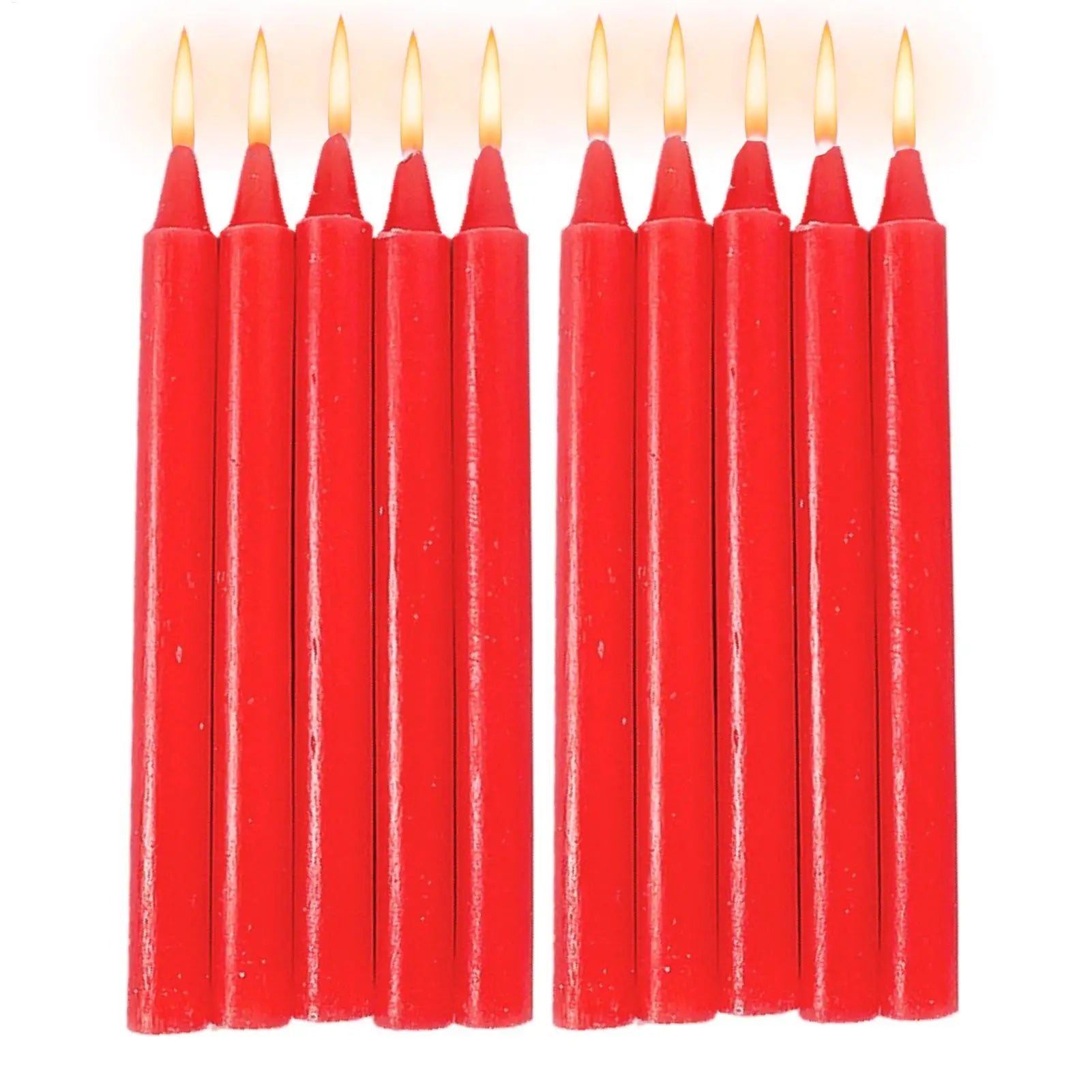 Survival Candles 10X Natural Wax Unscented Candle Red/White Survival Supplies Short Taper Candles for Wedding Blessing Home Oasis Select