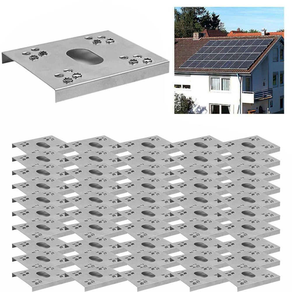 50Pcs Photovoltaic Grounding Plates C-Shaped Steel Photovoltaic Conductive Sheet For Solar Photovoltaic Systems Oasis Select