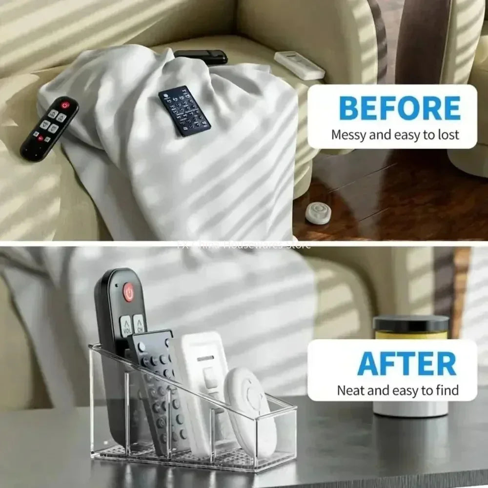 Romote Control Holder with 4 Compartments Clear Romote Holder Home Decor Kitchen Acccessories Make Up Orangizer Oasis Select