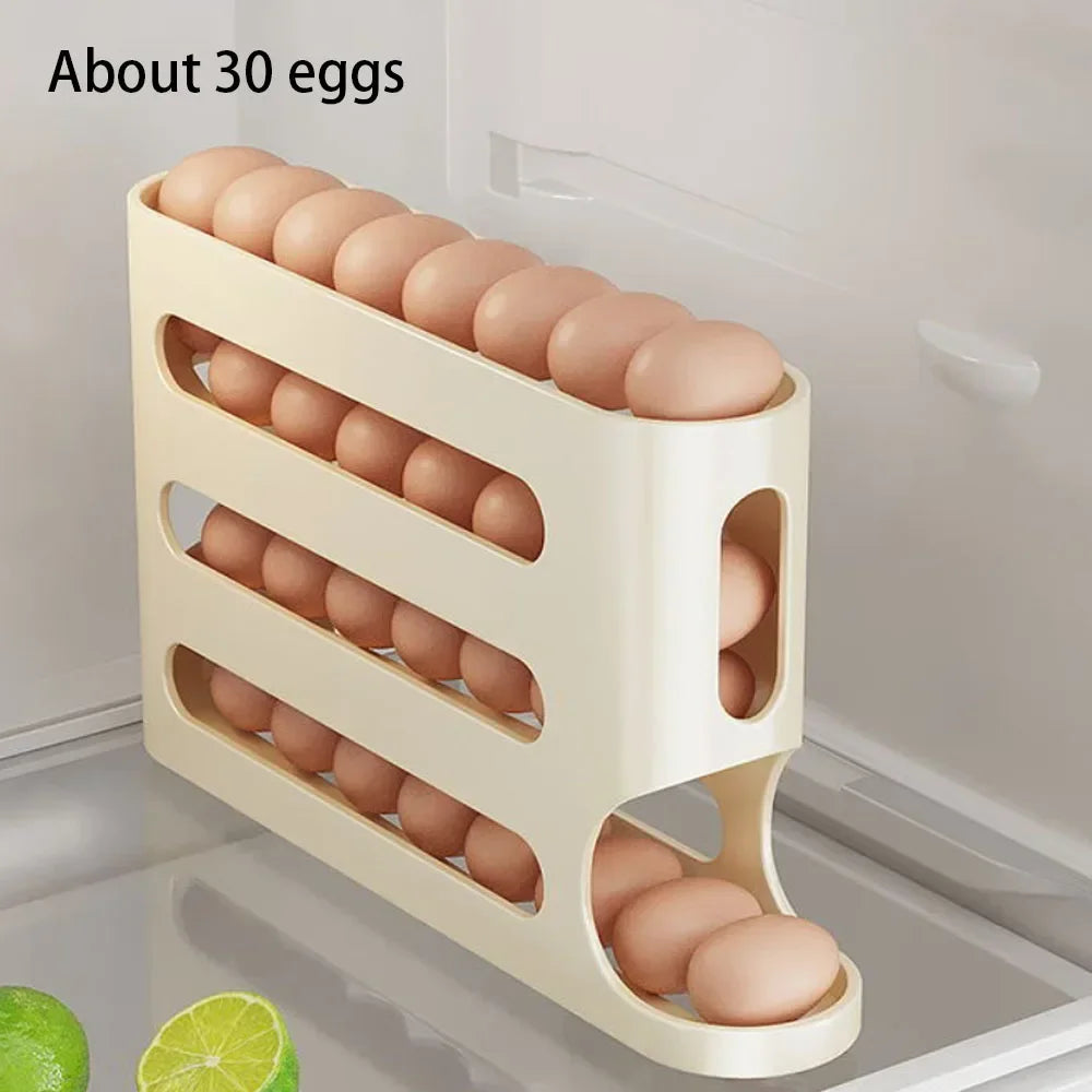 4-Layer Rolling Egg Holder – Fridge Egg Organizer & Dispenser Egg Fridge Organizer Oasis Select YELLOW 4-tier
