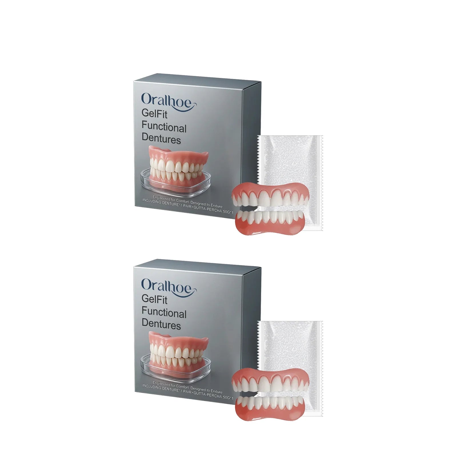 Temporary Denture Set Upper Lower Veneers False Teeth Soft Comfortable Instant Confident Whitening Dentures Simulation Brace Oasis Select 2 SET