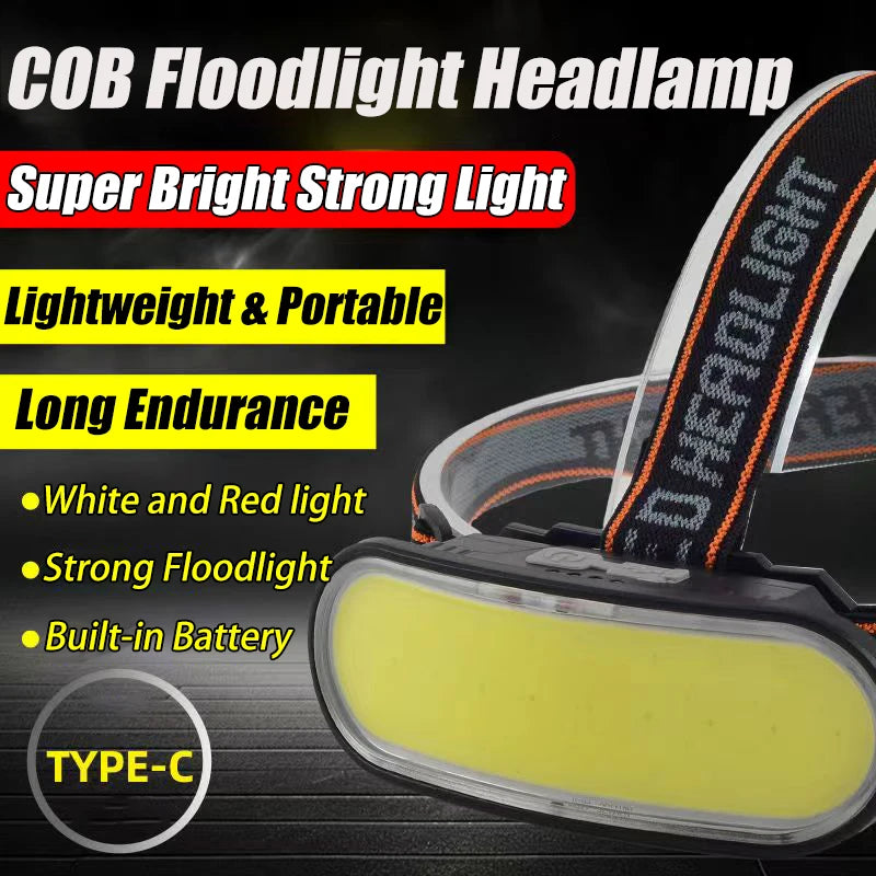 KDULIT COB Floodlight Headlamp USB Rechargeable Head Lamp Waterproof for Outdoor Camping Fishing Hunting Adventure Headlight Oasis Select