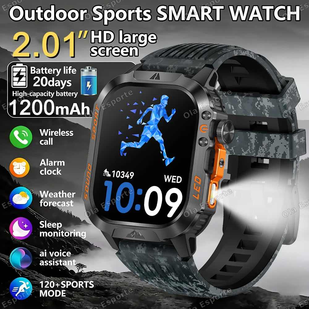 Ola Esporte HT30 Military Smartwatch | LED Flashlight & BT Call
