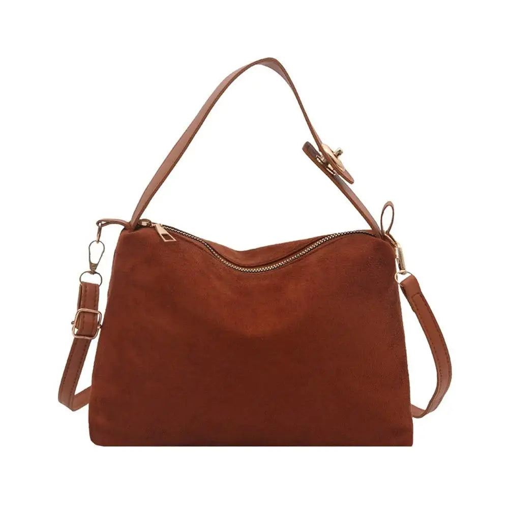 Vintage Suede Shoulder Bag Women's Matte Underarm Bag Retro Hobo Handbag Fashion Simple Casual Crossbody Bag for Girls Oasis Select Light Brown