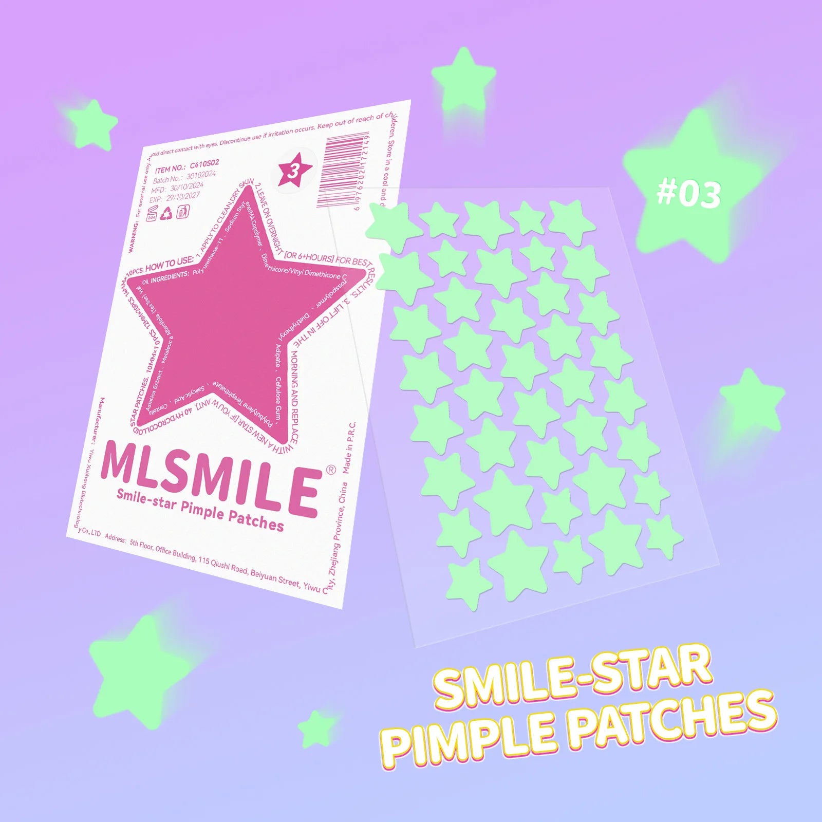 MLSMILE 40pc Star Hydrocolloid Blemish Patches – All Skin Tones Blemish Patches Oasis Select 03