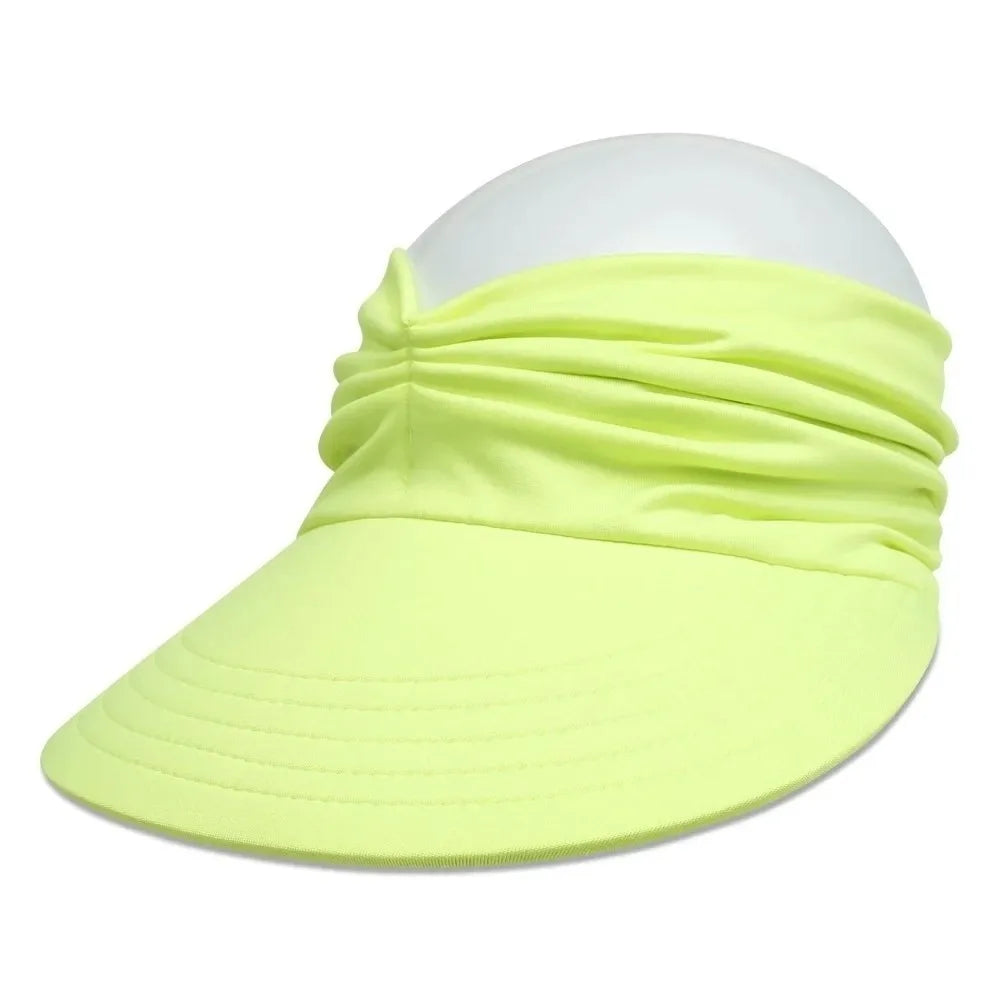 Empty Top Women Beach Sun Hat Wide Brim Double-Sided Sun-Protection Cap Flexible Anti-UV Outdoor Sports Hat Outdoor Sport Oasis Select Yellow