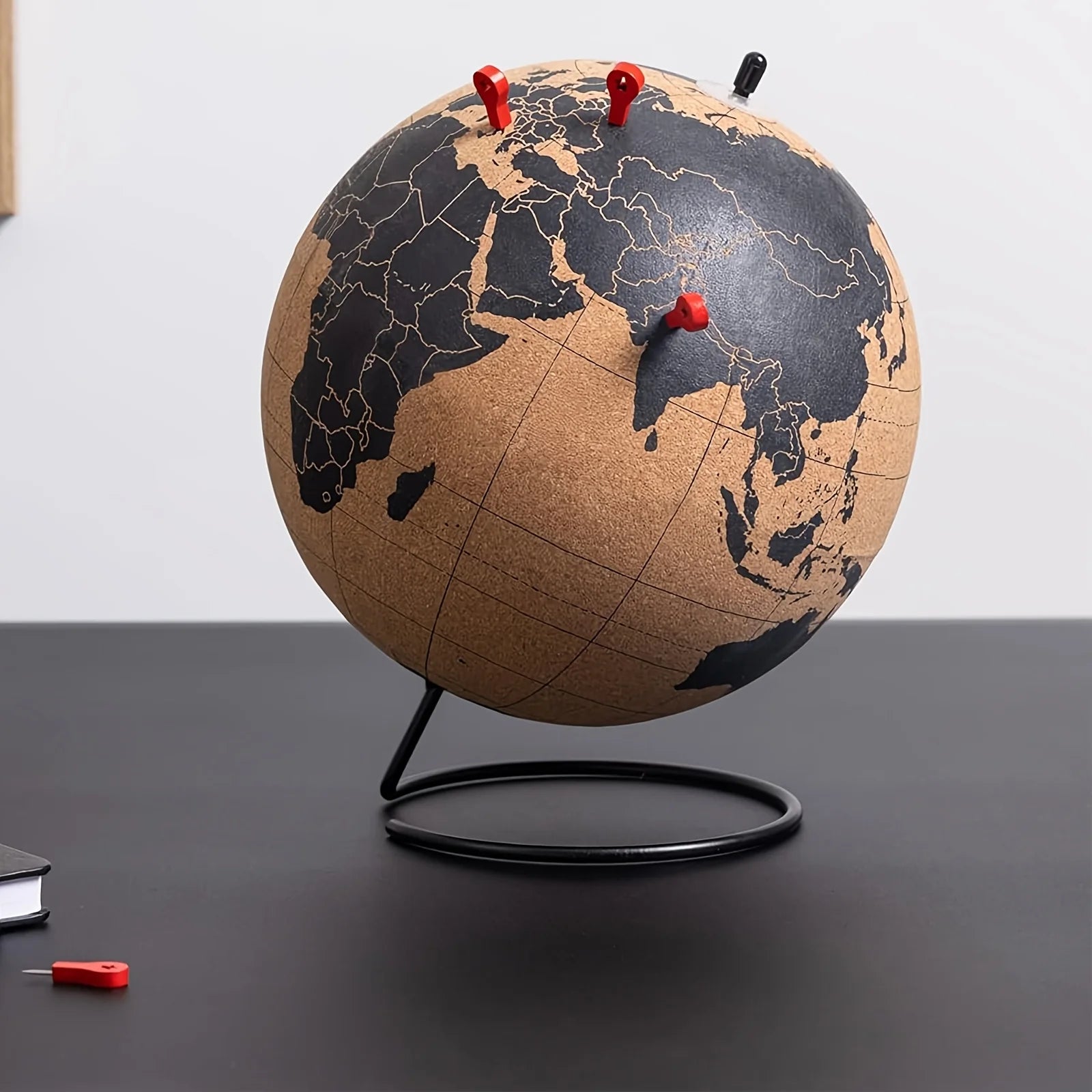 Cork Globe Holder DIY Creative Office Desktop Decor Globe Ornament Unique Message Board Softwood Earth Travel Commemoration Gift Oasis Select