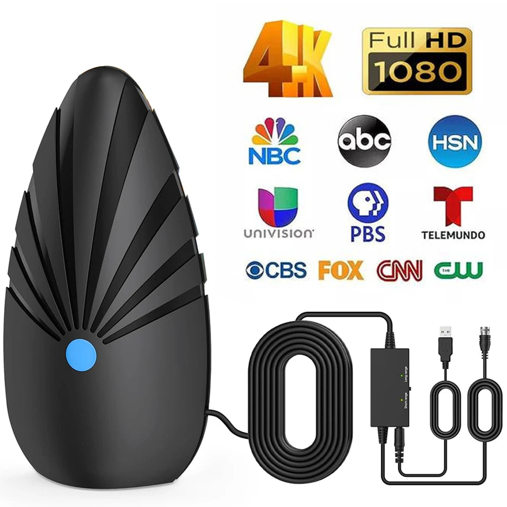 Digital TV Antenna – Indoor/Outdoor, 360° Reception, 35ft Ultra-Long Cable,Windproof/Waterproof,4K 1080p HD,USB Amplifier Oasis Select
