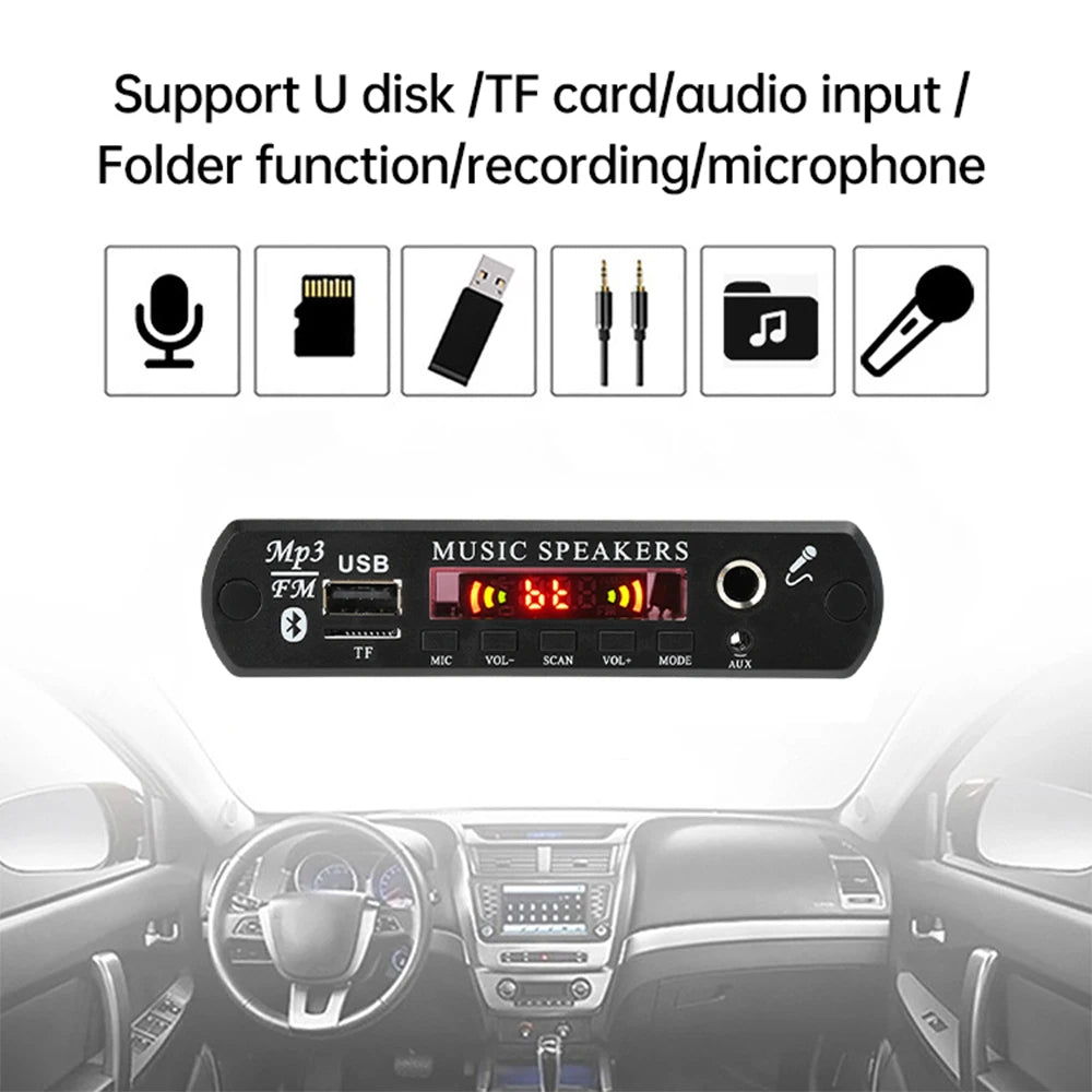 DC 12V Bluetooth 5.0 MP3/WMA/WAV/FLAC/APE Audio Decoder Board With Remote Control Without Amplifier For Car Music Player Oasis Select