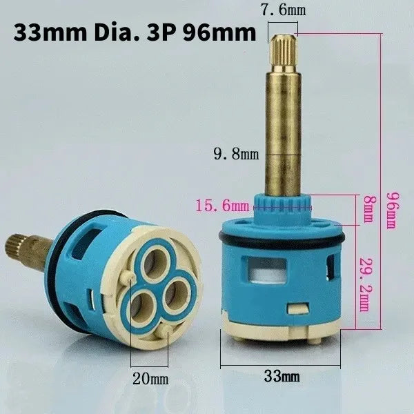 1PC Watersaving Replacement Ceramic Spool Shower Room Faucet Water Mixer Tap Cartridge Replace Valve Kitchen Bathroom Accessory Oasis Select 33mm Dia. 3P 96mm