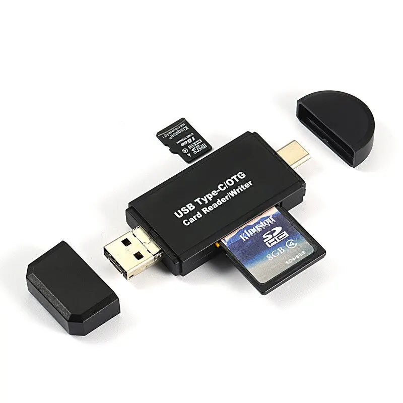 USB Type C Adapter 3 in 1 Computer Android Mobile Phone Dual Use Typec Multifunctional OTG Card Reader Mini Camera TF SD Card Oasis Select