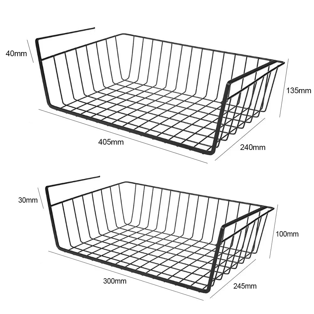 Cupboard Under Storage Iron Cabinet Closet Desk Hanging Mesh Basket Wire Bookcase Shelf Rack Organizer 1Pc Oasis Select