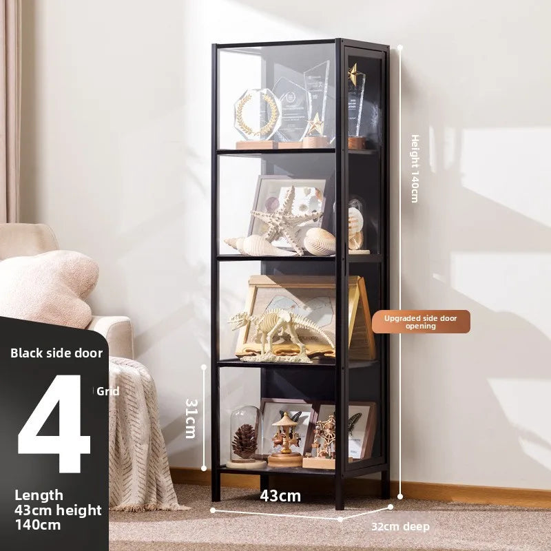 Figure Cabinet Transparent Lego Display Cabinet Household Blind Box Ornament Specimen Storage Secondary Yuan Pain Cabinet Oasis Select Black four doors 43