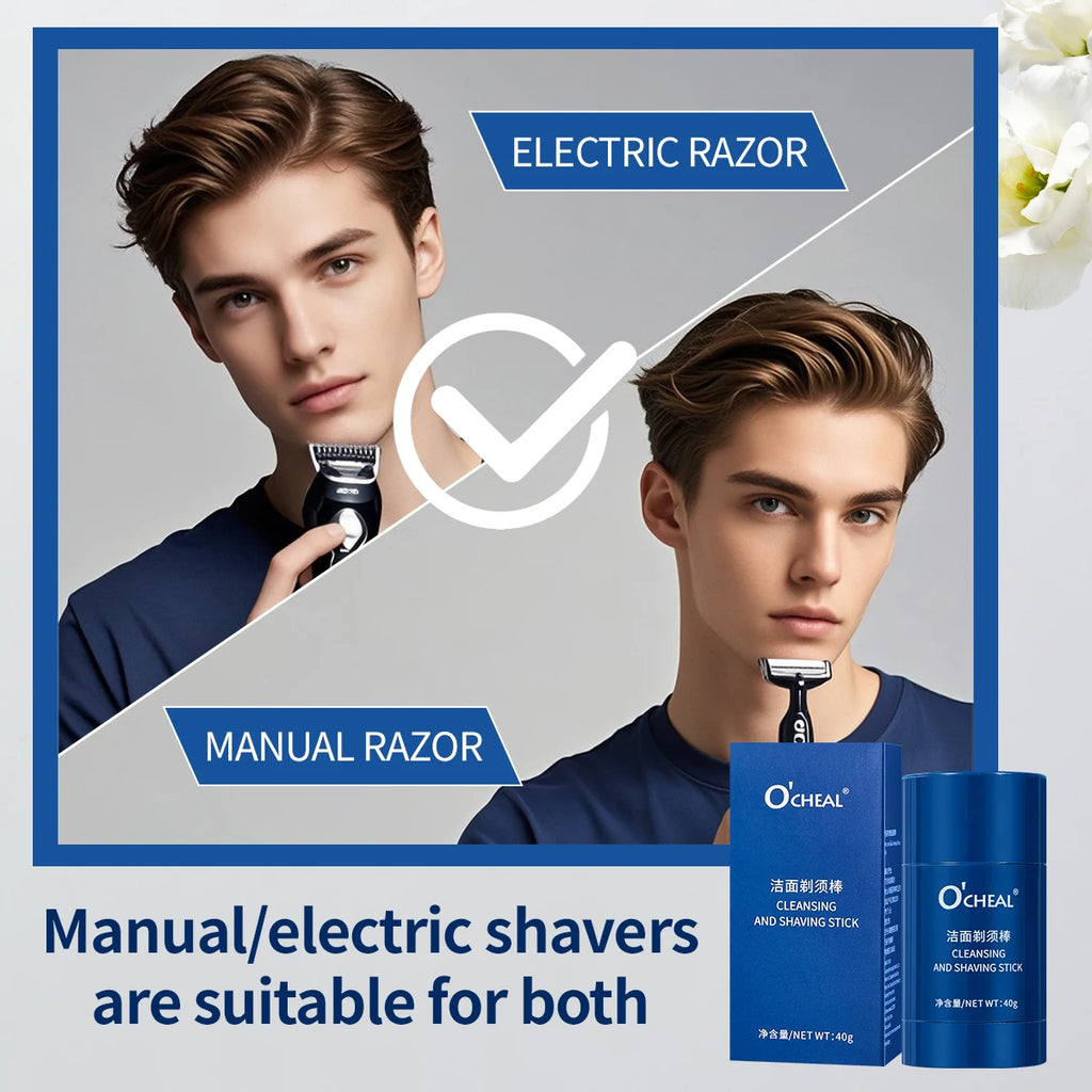 Ocheal 40g Facial Cleansing Gel Shaving Stick Men's Facial Hair Smooth Shaving Gel Cleaning Face Cleaning Care Cream Portable Oasis Select
