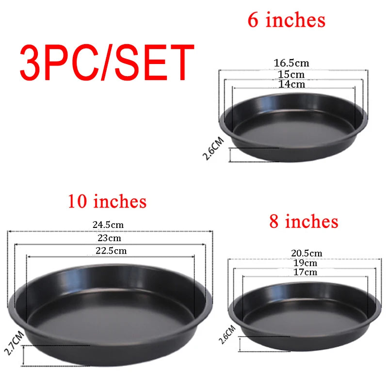 Non-Stick Carbon Steel Pizza Pan 6 8 10 Inch | Bakeware Non-Stick Pizza Pan Oasis Select 3pcs Round