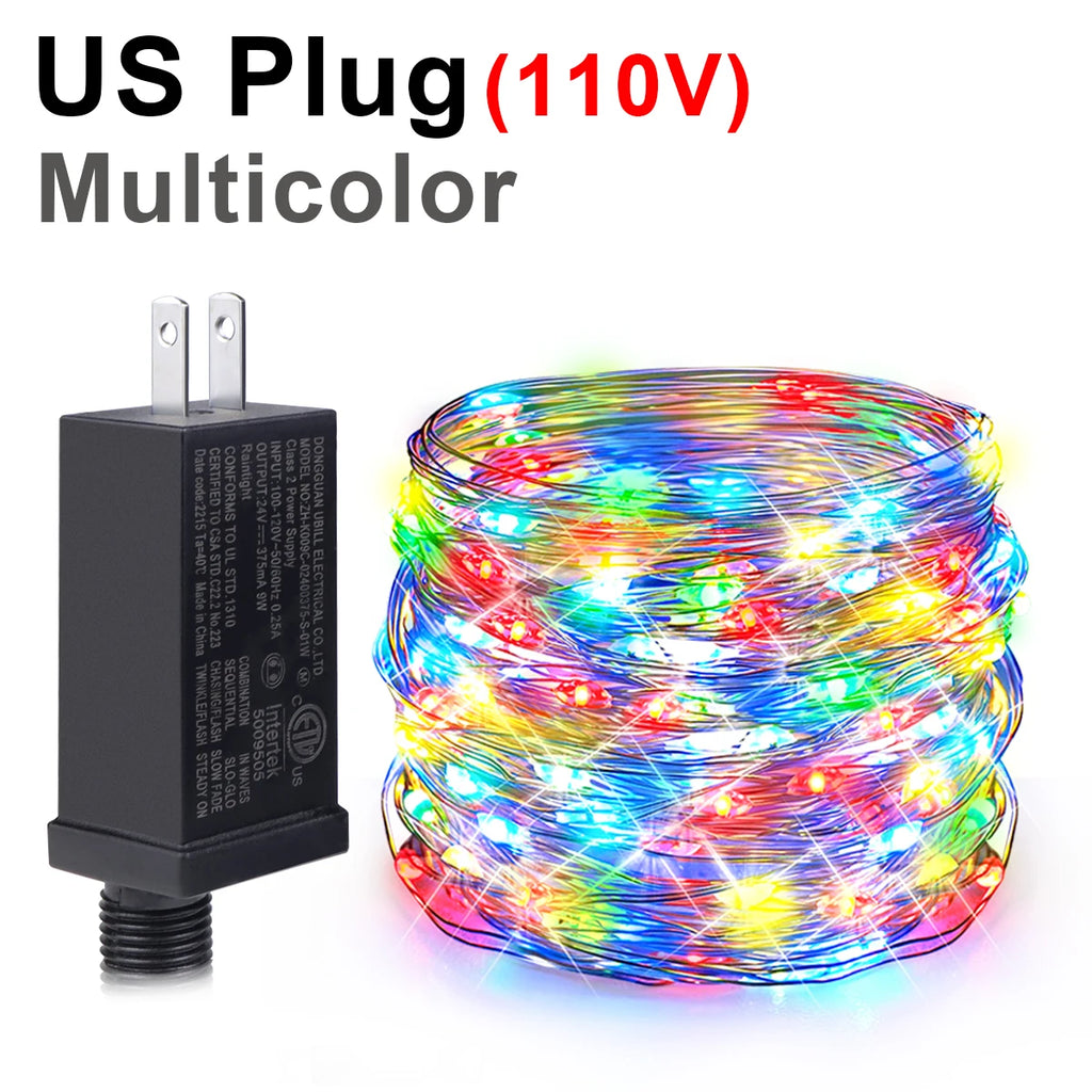 10M-100M Copper Wire Fairy String Lights Wateproof 220V 110V EU US Plug Outdoor Birthdays Party Holiday Wedding Decoration Oasis Select RGB US Plug 110V 20M 200LEDs