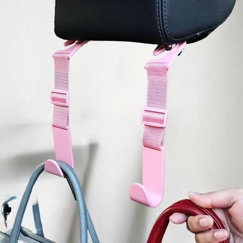 Car Seat Headrest Hooks 4Pcs, Adjustable Reusable Car Interior Accessories, Auto Storage Clips Fasteners, Easy to Install Oasis Select