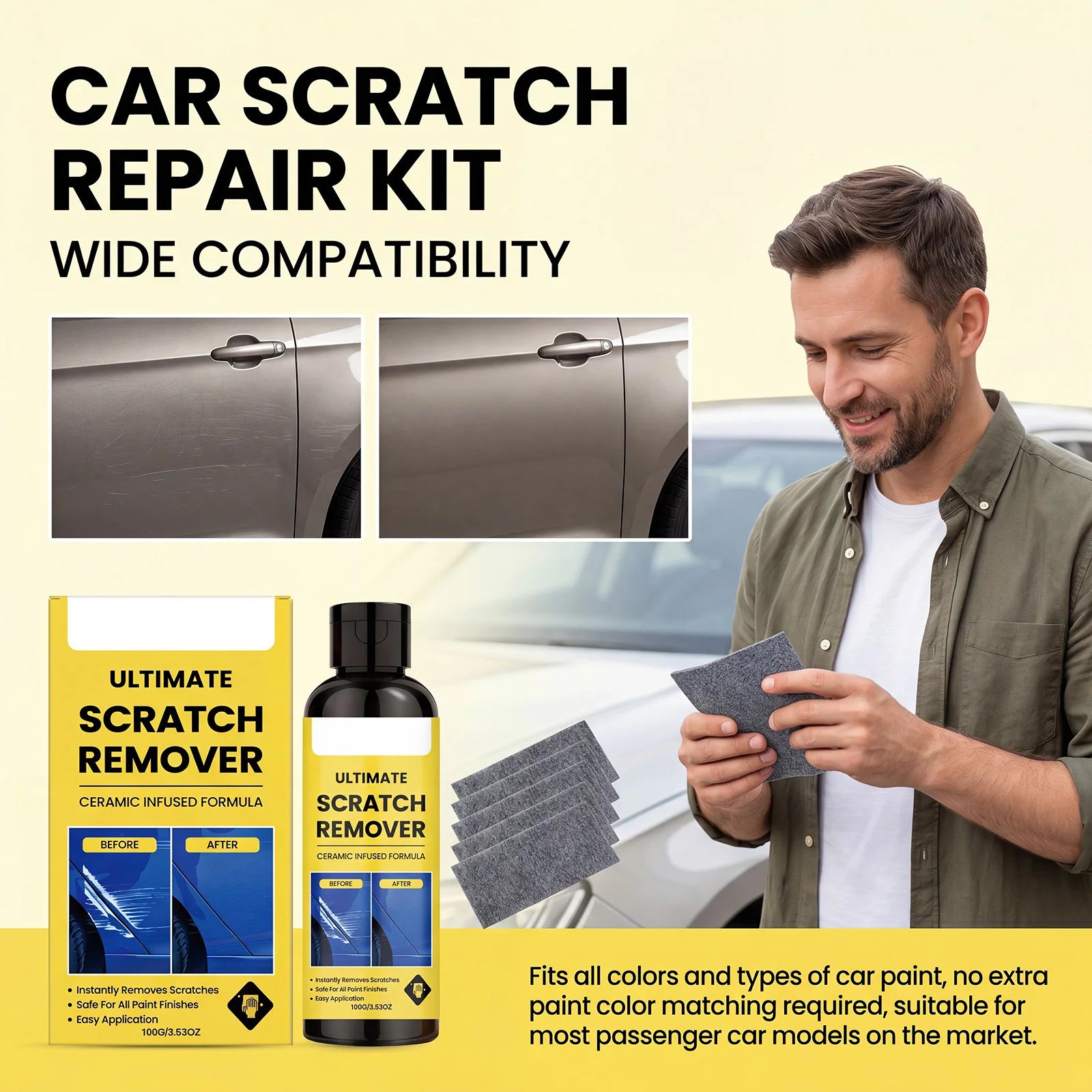 1/2/3/5/Set Ultimate Car Scratch Remover Formula Auto Paint Scratch Repair Kit With Nano Cloths For Paint Finishes Restore Shine Oasis Select