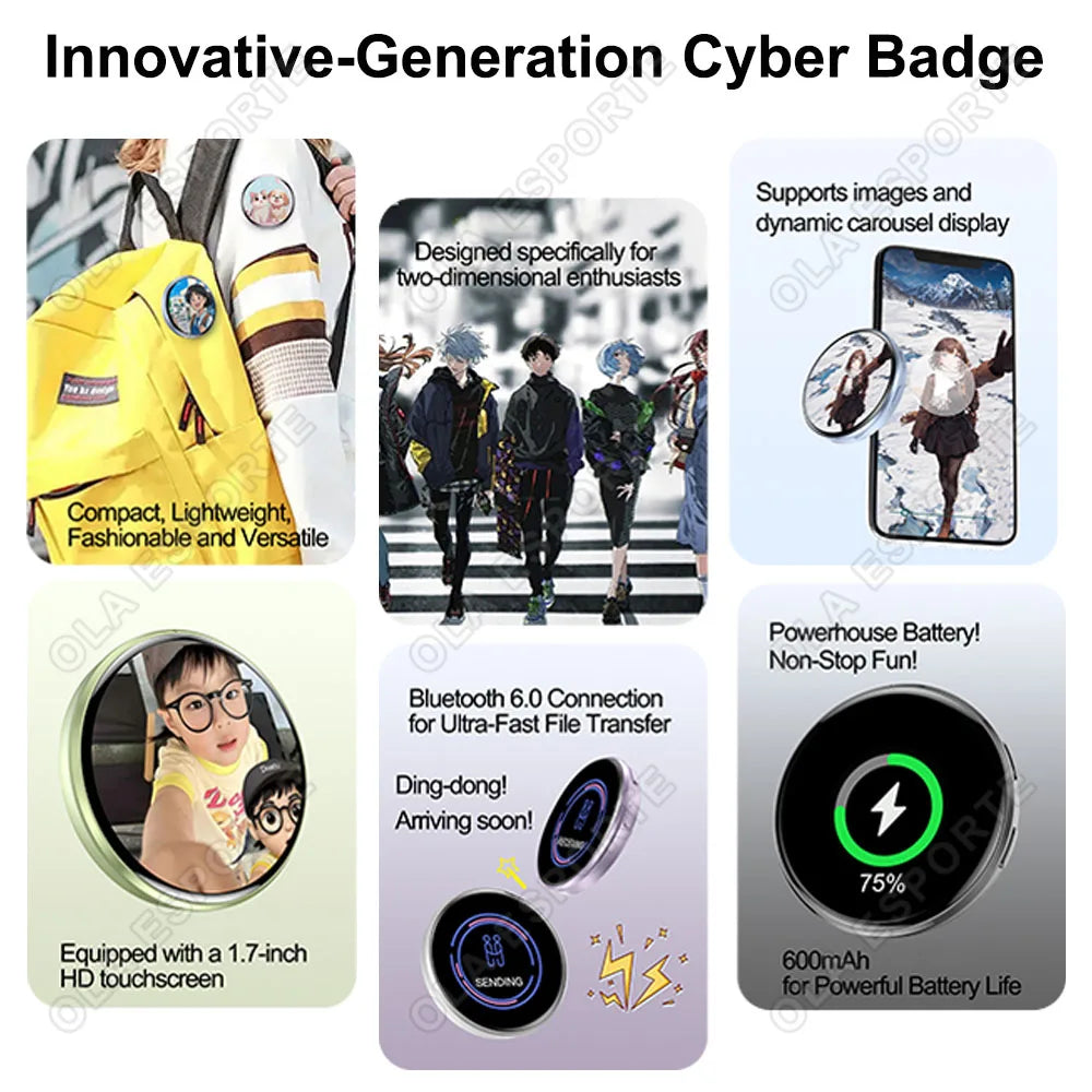 HD Smart E-Badge | GIF, Photo & Video Display | Otaku Gift