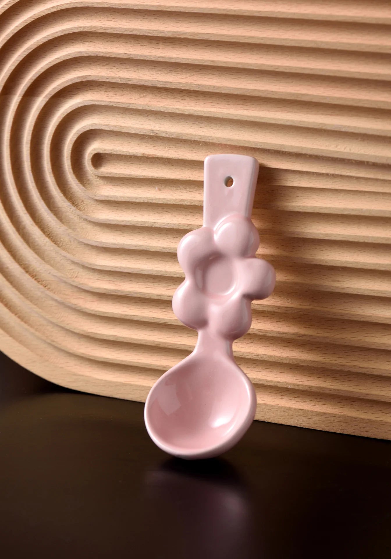Ceramic Flower Spoon Coffee Spoon Milk Dessert Spoon Long Handle Soup Spoon Internet Celebrity High-Value Kitchen Tablewear Oasis Select Pink