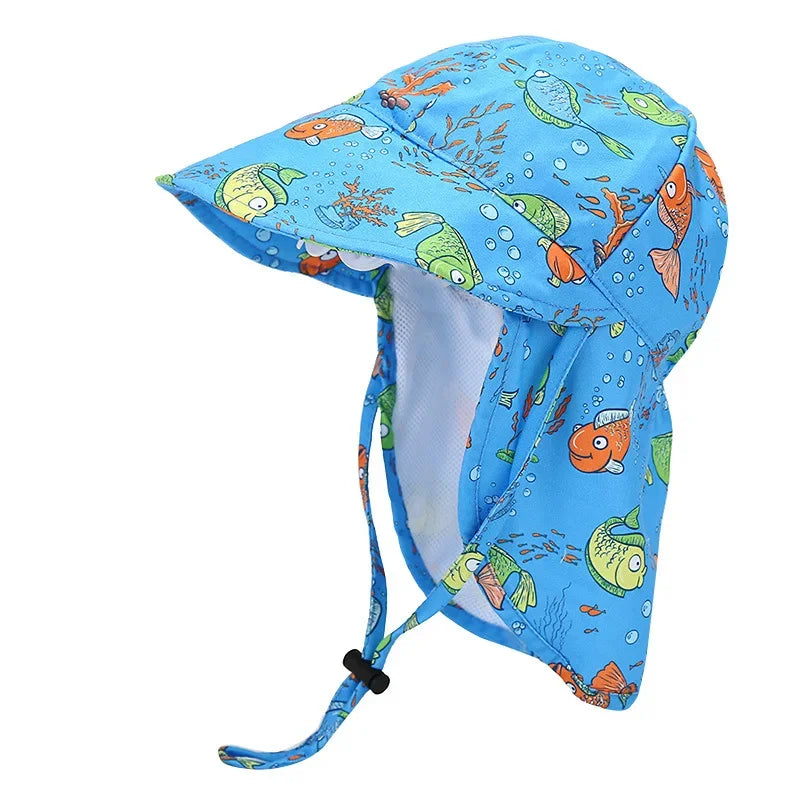 New Panama Summer Baby Bucket Hat for Boys Girls Cartoon Breathable Mesh Children's Beach Shawl Sun Hat Kids UV Protection Cap Oasis Select 05 50cm(1 to 3 years)