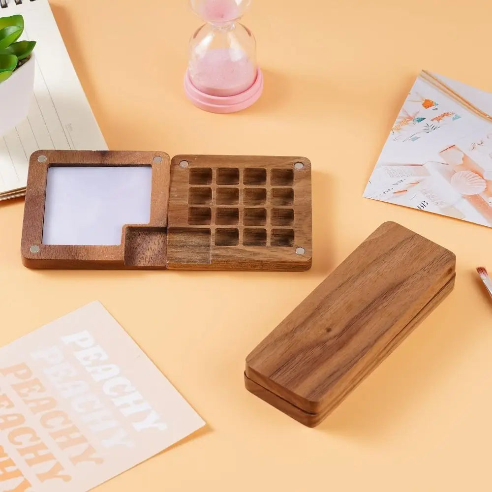 Magnetic Empty Wooden Art Supplies Portable Watercolor Painting Tray Palette Paint Box Painting Tool Oasis Select