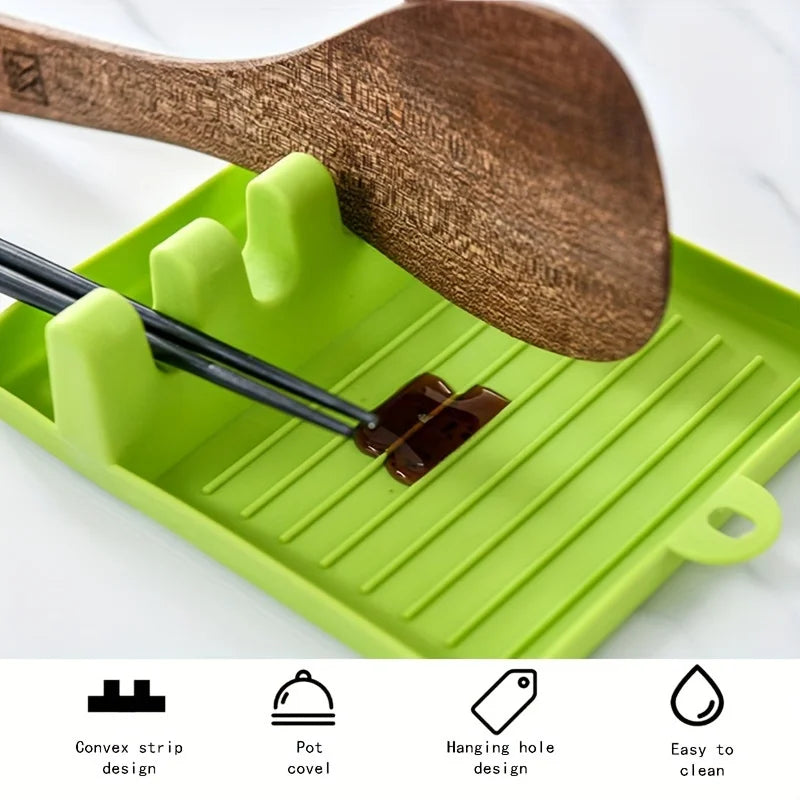 Silicone Utensil Holder, Cutlery Holder, Spoon Storage Rack, Suitable for Spatula, Long-handled Spoon, Fork, Put Pot Lid Oasis Select