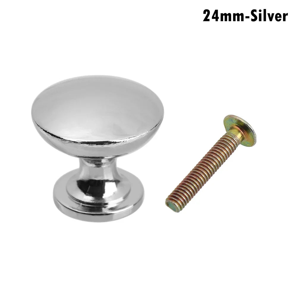 Round Alloy Cabinet Handles Knobs Kitchen Cupboard Door Wardrobe Pulls Drawer Furniture Hardware Fittings Oasis Select 1PC 24mm-Silver