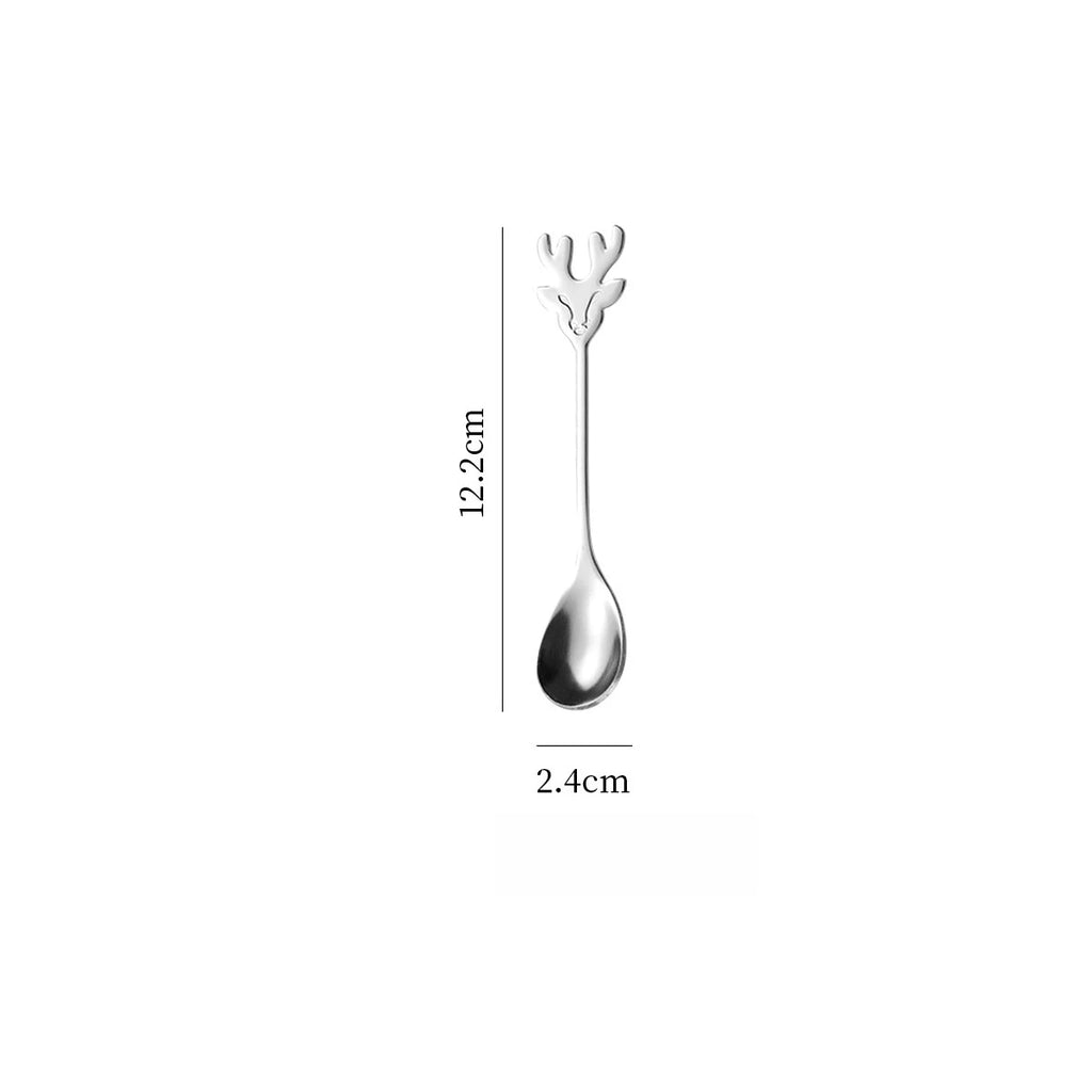 304 Stainless Steel Christmas Reindeer Coffee Spoon Elegant Dessert Stirring Stick for Tea Hot Chocolate Kitchen Bar Tools Oasis Select