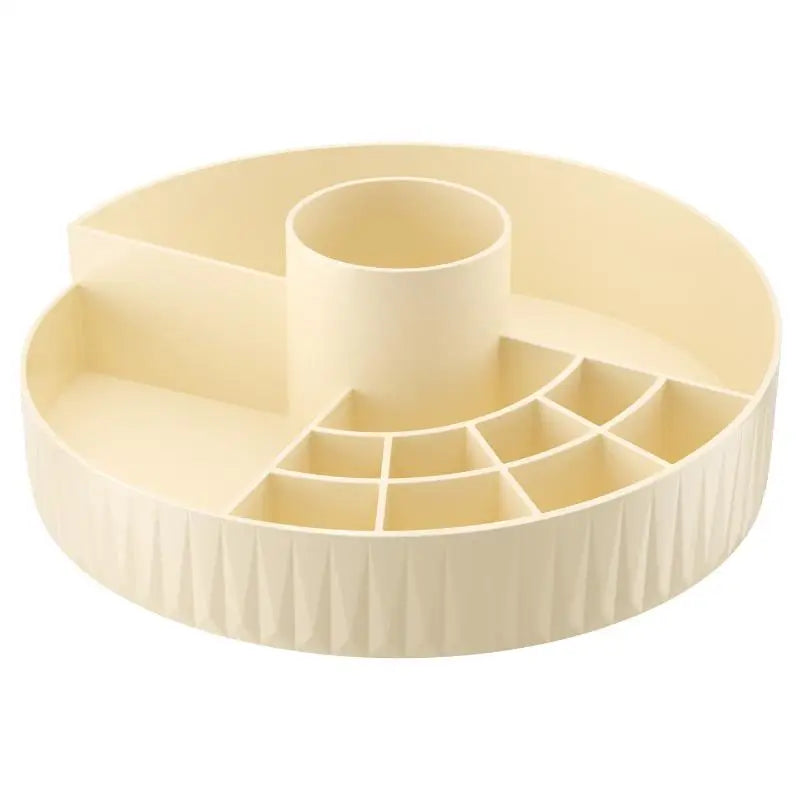 Large Capacity Rotating Makeup Organizer Multi-compartment Cosmetic Storage Box for Bathroom Home Vanity Oasis Select Beige