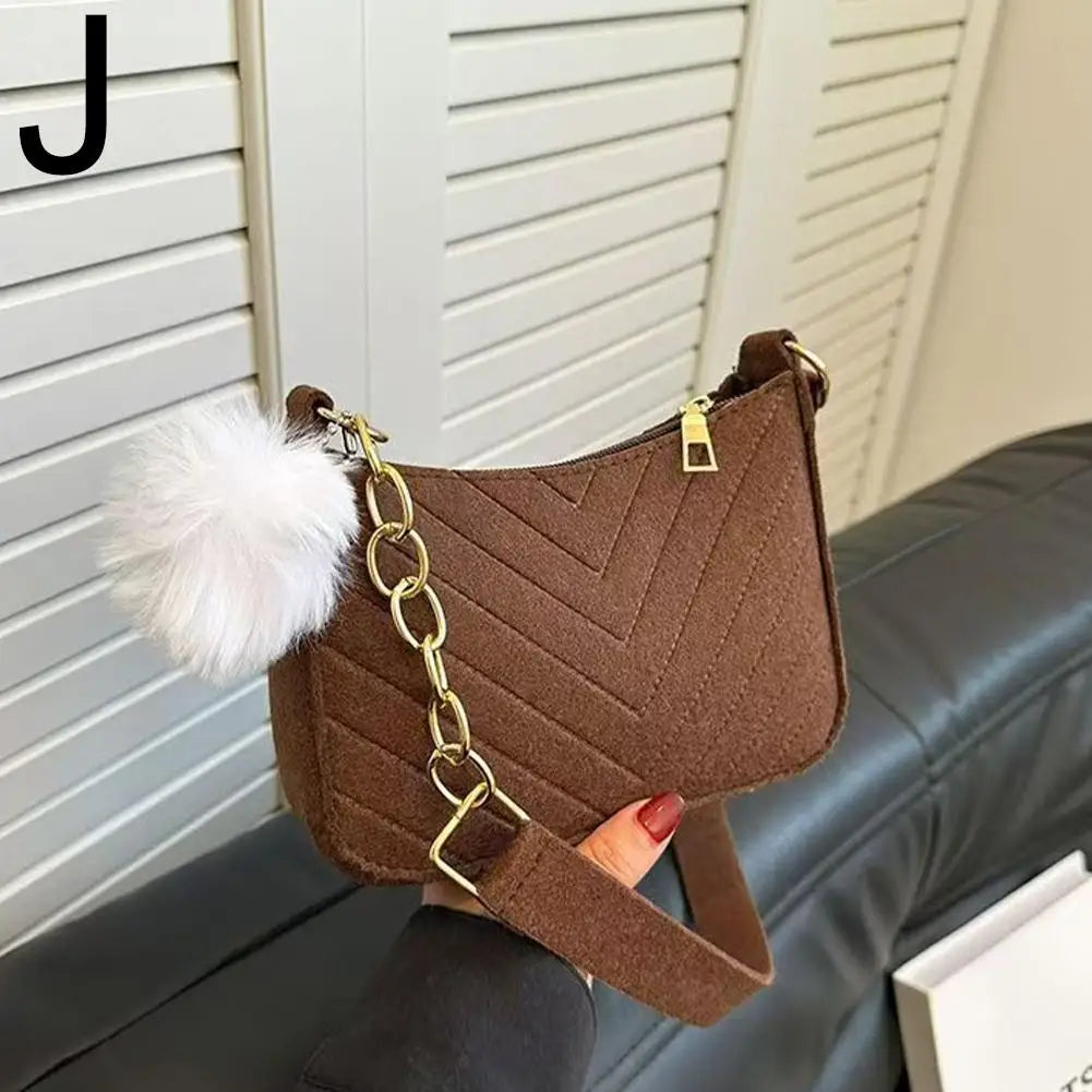 Mini Felt Saddle Bag – Women's Shoulder & Underarm Handbag Felt Shoulder Bag Oasis Select Coffee