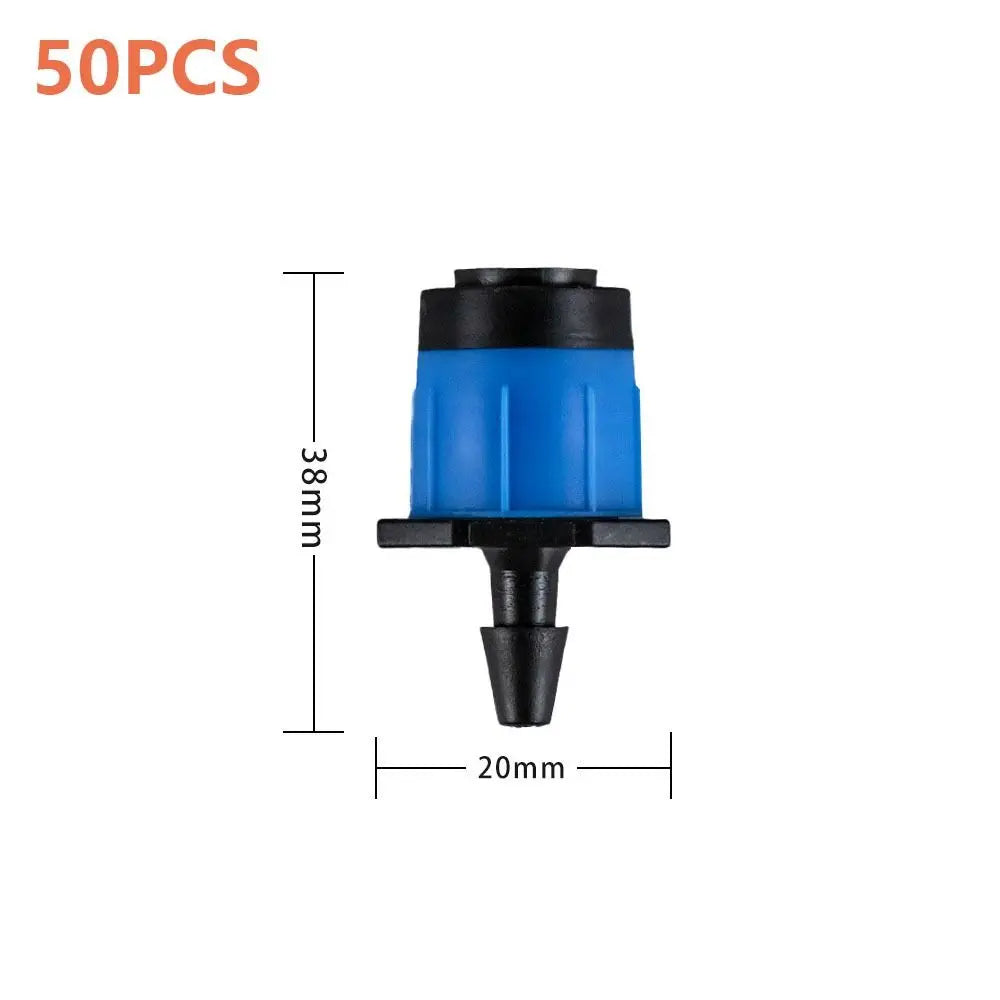 50PCS New 360 Degre Water Dropper Head Adjustable Watering Sprinklers Irrigation Plastic Sprinkler Flow Head Oasis Select blue
