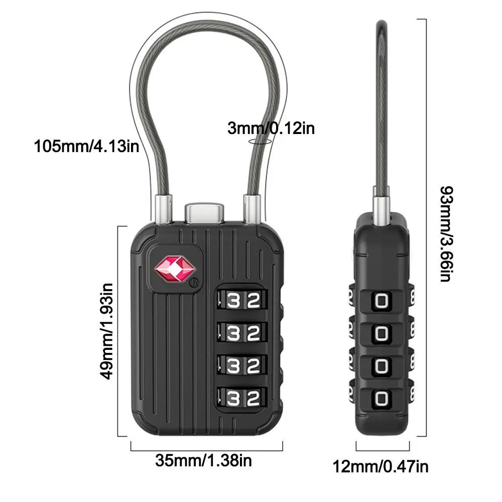 TSA 4 Digit Combination Lock Anti-theft Security Tool Customs Password Lock Zinc Alloy Suitcase Luggage Coded Lock for Travel Oasis Select