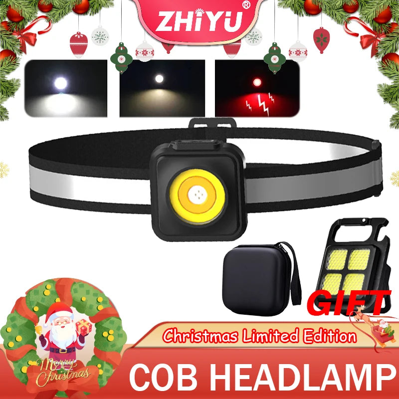 COB Rechargeable Headlamp USB-C 800LM – 4 Modes, Waterproof