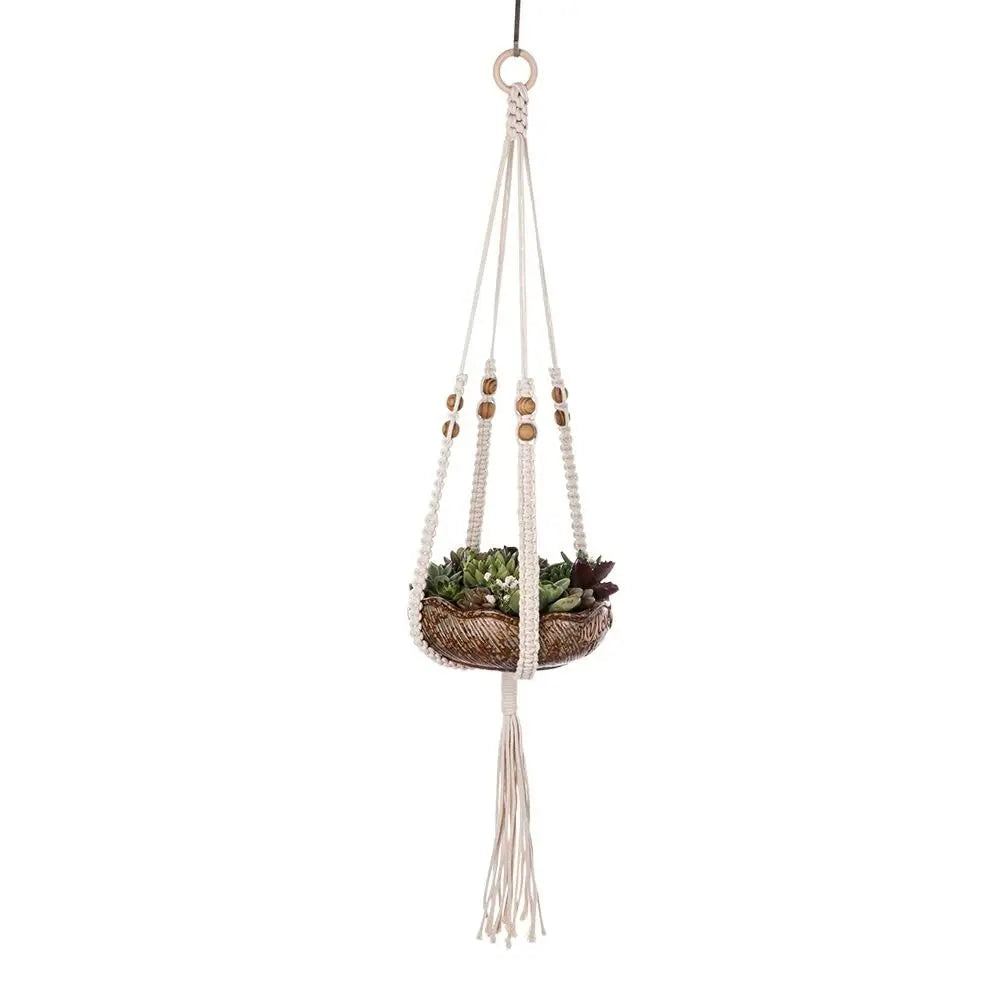 Tray Boho Cotton Rope Hanger Flower Pot Gardening Handmade Plant Hanger Creativity DIY Tassel Hanging Basket Home Oasis Select Style D